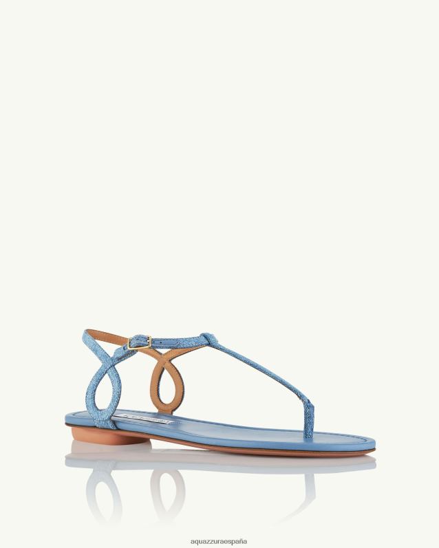 Aquazzura sandalia plana casi desnuda azul 424XF26